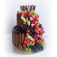 Fruits and chocolate wedding cake