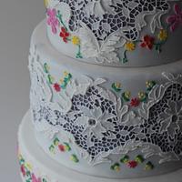 Wedding Cake Inspired by a vintage lace and embrodeiry