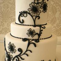 Black and White Flower Lace and Scrolls