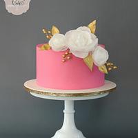 Pink, White, and Gold Cake
