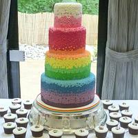 Rainbow pearl wedding cake