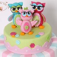  Baptism cake with owls