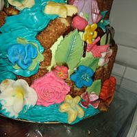 Tropical waterfall flower cake