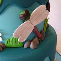 TWO TIERED DRAGON FLIES CAKE