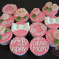 Pinky Birthday Cupcakes for Mom~