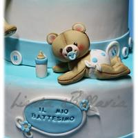 CHRISTENING'S CAKE WITH TEDDY BEAR