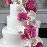Wedding cake with sugar orchids