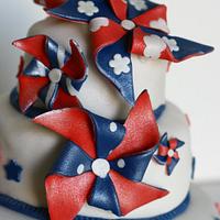 Happy 4th!  Pinwheel Patriotic Colors Cake