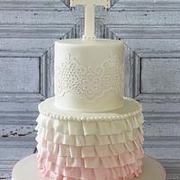 First Communion Cake in Ruffles & Lace