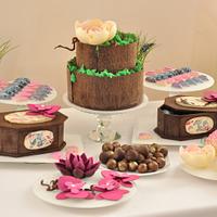 Chocolate decor, chocolate flowers, candy