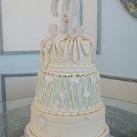 romantic pearl wedding cake 