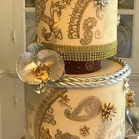 Henna wedding cake and custom starwars toppers