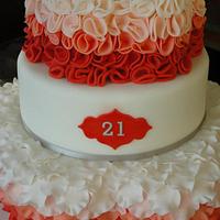 coral ruffle petal ombre birthday cake shamballa bracelet 