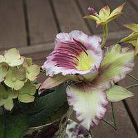 Gumpaste Orchids and Hydrangea Arrangement