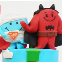 Super Hero + Mega blocks + Mr. Men Cake