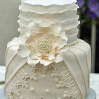 Pleated, Ruffled Couture wedding cake