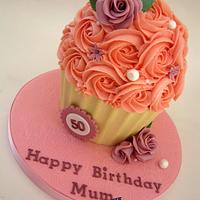 Pink 50th Birthday Giant Cupcake
