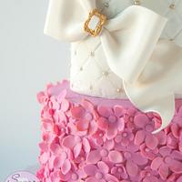 Pink and Gold Ruffled Cake