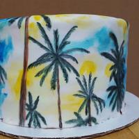 Hand Painted Palm Tree Cake