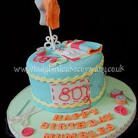 Sewing themed 80th birthday cake