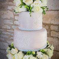 Champagne lace wedding cake 