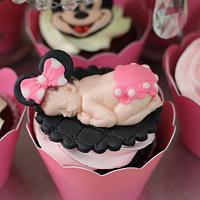 Minnie Mouse 1st Birthday and Teething Cake and Cupcakes
