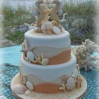Sea Horse beach theme wedding cake.