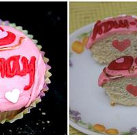 Anniversary love story cupcake