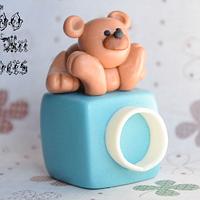 Teddy Bear Block Fondant Topper 