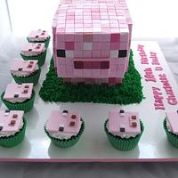 3D Minecraft Pig Cake