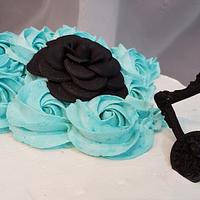 Elegant white&blue frames cake