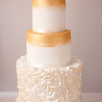 Gold Ruffles Wedding Cake