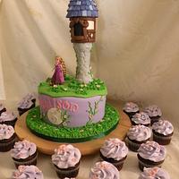 Tangled tower and cupcakes