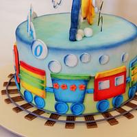 Colorful train cake