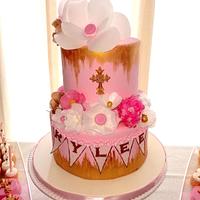 Wafer Paper Flower Communion Cake 
