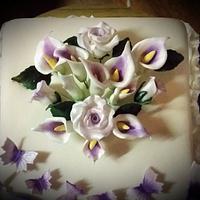 Butterflies & Calla Lilies Wedding Cake