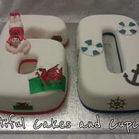 rugby/nautical number cake
