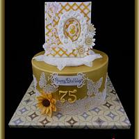 Cameo 'n Lace-themed 75th Birthday Cake