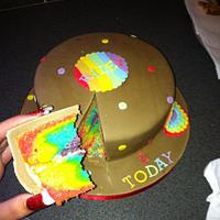 inside my first rainbow cake 