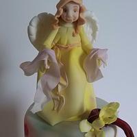 Hand-painted cake with angel