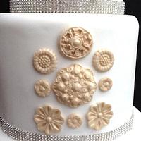 Vintage Buttons Wedding Cake