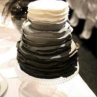 Three tier Ombre Ruffle Wedding cake 