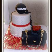 Chanel (inspired) Ball & Chain Bridal Shower Cake