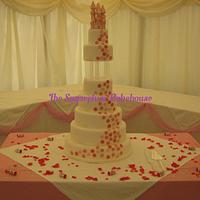 7 Tier White Wedding Cake - Love Heart and Fairytale theme