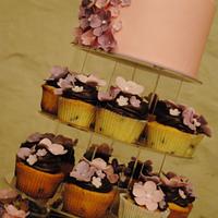 Rose Cupcake Tower with Flowers