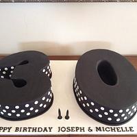 Black and White 30th birthday Cake