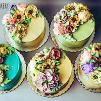 Buttercream flower cakes