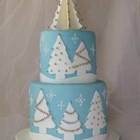 Blue and white Christmas Cake