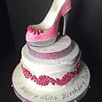 Pink Bling Shoe cake