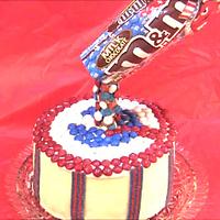 Red White and Blue M&Ms  Anti Gravity Cake